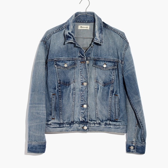 Madewell The Boxy Crop Jean Jacket in Woodcourt Wash XS Preppy Classic Denim - Picture 4 of 14